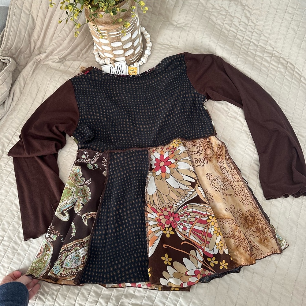 BOHO WOMENS PATCHWORK TOP - Picture 6 of 9
